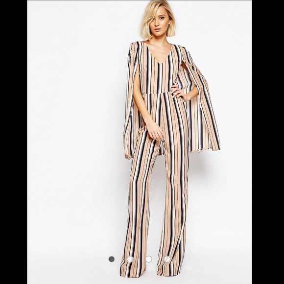 Lavish Alice 70's Stripe Cape Jumpsuit - Picture 3 of 13